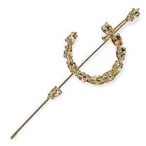 Crystal Crescent Moon Ear Cuff Hook Pin Crawler Statement Earring NEW